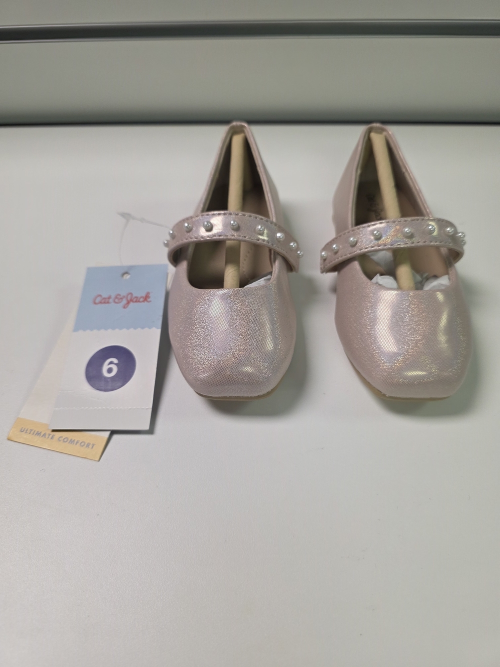 Cat & Jack Girls' Pink Shimmer Cat & Jack Shoes with Gem Strap